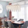NOXARTE Crystal Chandelier Rectangular Modern Pendant Light Chrome Stainless Steel Ceiling Lighting Fixture for Dining Room Kitchen Island L 32''