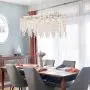 APBEAMLighting Rectangular Crystal Chandelier Modern Linear Pendant Light Flush Mount Raindrop Island Lighting Fixture for Dining Room Restaurant Living Room 7 Lights