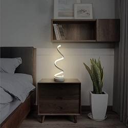 Makion Spiral LED Table Lamp, Curved LED Desk Lamp, Contemporary Minimalist Lighting Design, Warm White Light,Smart Acrylic Material Perfect for Bedroom Living Room (White)