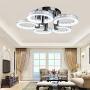 Healer LED Ceiling Light Fixture Semi Flush Mount with 5 Rings Cool Lights, Modern Chandelier Lighting Pendant Lamp for Living Room Dining Room Kitchen
