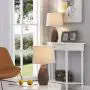 Maxax Ceramic Table Lamps Set of 2 Nightstand Lamps with Oatmeal Shade Bedside Desk Lamps for Bedroom, Living Room, Office, Brown Finish