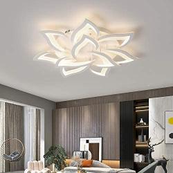 AXSHINE 10 Petals LED Ceiling lamp 110-120V Modern Acrylic Ceiling Lights, White Metal Light,Dimmable Chandelier Used for Living Room, Bedroom, Dining Room Lighting Fixture Ceiling Light（3000-6000k）