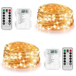 Koxly 2 Pack 20ft 60 Led Fairy Lights with Remote Timer Waterproof Christmas Decor Battery Operated Twinkle Firefly Lights for Bedroom, Garden, Easter, Party, Christmas Indoor and Outdoor Decorations