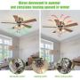 Fansose Indoor Ceiling Fan,Fan Lights Controlled by Zipper Switch 42-inch Fan Light for Living Room and Dining Room Wood Fan Blades Nickel Metal Surface Reversible Motor ETL Test.