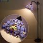 Tiffany Style Reading Floor Lamp Lighting W12H64 Inch Blue Purple Stained Glass Lavender Baroque Lampshade Antique Adjustable Arched Base S003C WERFACTORY Lamps Living Room Bedroom Beside Table Gifts