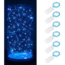 Koxly Fairy String Lights , 6 Pack 7ft 20 LED Starry Light CR2032 Battery Included Operated Decorative Twinkle Strings for Indoor Bedroom Outdoor Wedding Party Christmas Festival Decorations