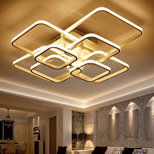 LED Ceiling Light Fixture With Remote Control,Chandelier Modern Acrylic Lighting Flush Mount Lamp 8 Heads for Dining Room Bedroom Square Kitchen Light Fixtures,Dimmable Light Color Changeable (White) LED Ceiling Light Fixture With Remote Control,Chandelier Modern Acrylic Lighting Flush Mount Lamp 8 Heads for Dining Room Bedroom Square Kitchen Light Fixtures,Dimmable Light Color Changeable (White)