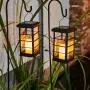 Garden Solar Lights Outdoor Decorative Flickering Candle Stake Lights Table Lantern for Yard, Lawn, Patio, Pathway (2Pack, Black)