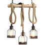 PAFEE Wooden Chandelier Retro Rustic Kitchen Island Lighting Pendant Light, Industrial Ceiling Light E26 Base Edison Metal Caged Vintage, Living Dining Room Bar Hotel (3 Lights)