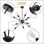 Sputnik Chandeliers Black 12 Lights Sputnik Light Fixture Mid Century Modern Contemporary Ceiling Light Vintage Black Pendant Lighting Fixtures Industrial Hanging Lights for Kitchen Bathroom Hallway