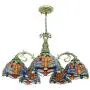 LITFAD 110V-120V 5 Lights Pendant Light Tiffany Stained Glass Dragonfly Patterned Chandelier in Wrought Iron Style Ceiling Hanging Light for Coffee Shop Restaurant Dining Room Living Room