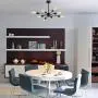 Modern 8-Light Sputnik Chandelier Vintage Semi Flush Ceiling Lights Mid Century Style Pendant Light Fixture for Dining Room Living Room Foyer Coffee Bar Bedroom Black
