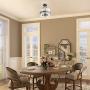 KSANA Semi Flush Mount Ceiling Light Fixture, Modern Faux Wood Ceiling Light with Glass Shade for Hallway, Bedroom, Kitchen, Bathroom, Entryway, Foyer, Stairway, Dining Room, Living Room