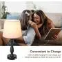Touch Control Table Lamp Dimmable Bedside Lamp with USB Charging Port, Boncoo Nightstand Lamp Resin Table Lamp with A19 LED Bulb, Modern Desk Lamp Simple Night Light for Living Room Bedroom Guest Room