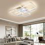 AXSHINE Geometric Ceiling Light Fixture White Flush Mount Ceiling Light Modern Chandeliers Ceiling Square led Light for Bedroom Livingroom 6 Lights Metal Decor Light with White Light 87W 4000K