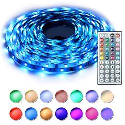 BAILONGJU Led Strip Lights kit 5M 16.4 Ft 5050 RGB 150 LEDs Flexible Color Changing Strip Lights with Remote 44 Keys 12v Power Supply, Rope led Lights for Home, Kitchen, Bedroom Decorative