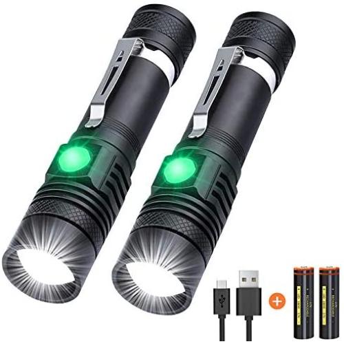 Flashlights, Rechargeable Flashlights 1200 High Lumens Tactical Flashlight (Battery Included) LED Waterproof Flashlights for emergencies, Camping, Hiking, Reading, Indoor and Outdoor[2 Pack]