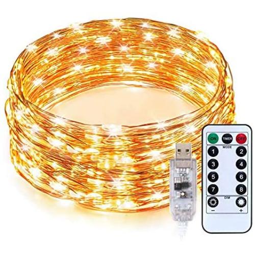 Gavenia Lights 33ft with 100 LEDs, Waterproof Copper Wire Lights, Outdoor & Indoor Decorative Fairy Lights for Bedroom, Patio, Garden, Party, Wedding, Christmas and More