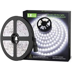 LE 12V LED Strip Light, Flexible, SMD 2835, 16.4ft Tape Light for Home, Kitchen, Party, Christmas and More, Non-Waterproof, Daylight White(Not Include Power Adapter)