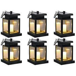 Hanging Solar Lights Outdoor Solar Umbrella Lantern Garden Patio Umbrella Lights Candle Lantern for Decorated Patio Deck(Pack of 6)