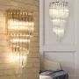 LITFAD Clear Crystal Wall Sconce 5 Lights Contemporary Wall Light Fixture Modern Wall Mount Light Fixture in Gold LED Wall Lamps Sconce Night Light for Living Room Hallway Bedside Hotel