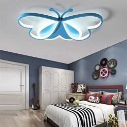 LAKIQ Lovely Butterfly Dimmable LED Flush Mount Ceiling Light for Kids Room Modern Remote Control LED Ceiling Lamp Close to Ceiling Light Fixture for Bedroom Living Room(Blue,Stepless Dimming)