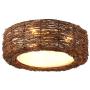 KWOKING Modern Design Rattan Ceiling Light 3 Lights Natural Material Flush Mount Ceiling Light with Drum Shape Rustic Woven Light Fixture for Dining Room,Bedroom, Entry 15.75inch