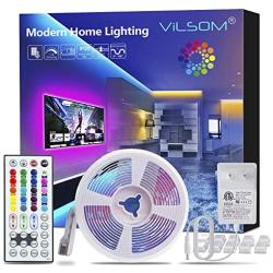 ViLSOM Led Strip Lights 16.4 Feet with 44Keys Remote and 12V Power Supply, Led Lights for Bedroom, TV, Room, Ceiling, Party, Home Decoration