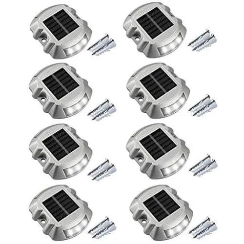 Solar Driveway Lights, APONUO Solar Dock Lights Outdoor Driveway Lighting IP67 Waterproof Outdoor Boat Dock Lamp for Driveway Stair Pathway Deck Cool White (8 Packs) Solar Driveway Lights, APONUO Solar Dock Lights Outdoor Driveway Lighting IP67 Waterproof Outdoor Boat Dock Lamp for Driveway Stair Pathway Deck Cool White (8 Packs)