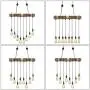 Derksic Rustic Wooden Pendant Light Fixture Industrial Vintage Wood Beam Linear Chandelier 8 Lights Farmhouse Chandelier for Dining Room Kitchen Island Bar Pool Table