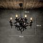 Medieval Classic Pendant Light - 8 Lights,Round Candle Chandelier Ceiling Lamp Black - Castle Style Wrought Iron Massive Size Hanging Lamps for a Living Room Hallway Country House - E14 Max 40W