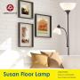 Adjustable Black Floor Lamp with Reading Light by Light Accents - Susan Modern Standing Lamp for Living Room/Office Lamp 72'' Tall - 150-watt with Side Reading Light Corner Lamp (Black)