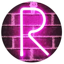 Obrecis Light Up Letters for Wall Decor, Neon Art Light Letters of The Alphabet Marry Me Decorations for Bedroom, Living Room, Wedding Party-Pink Letter R