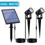 APONUO Solar Spotlights Solar Powered Landscape Lights Low Voltage IP65 Waterproof 16.4ft Cable Auto On/Off for Outdoor Garden Yard Cool White