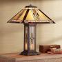 Drake Tiffany Style Table Lamp with Nightlight Mission Bronze Stained Glass for Living Room Family Bedroom Bedside - Franklin Iron Works Drake Tiffany Style Table Lamp with Nightlight Mission Bronze Stained Glass for Living Room Family Bedroom Bedside - Franklin Iron Works