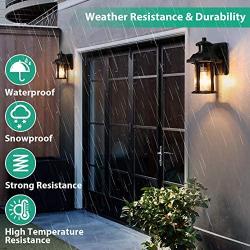 Dusk to Dawn Motion Sensor Light, 3 Modes Outdoor Light Fixture with Light Bulb, Waterproof Seeded Glass Motion Sensor Porch Light, Aluminum Exterior Wall Light for Doorway, Garage, Motion Activated