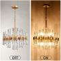 TZOE Modern Chandeliers,Crystal Chandelier,8 Light Round Pendant Light Width 19 inches Brass Metal + Clear Glass Adjustable Height UL Listed