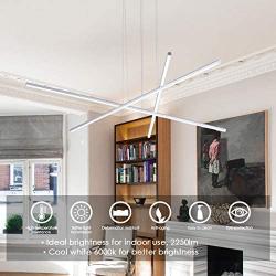 Royal Pearl Modern Pendant Light LED 3 Light Linear Chandelier Ceiling Lights with Adjustable Cord Hanging Pendant Lighting for Office Kitchen Bedroom Dining Room Silver