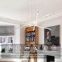 Royal Pearl Modern Pendant Light LED 3 Light Linear Chandelier Ceiling Lights with Adjustable Cord Hanging Pendant Lighting for Office Kitchen Bedroom Dining Room Silver