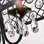Maxax Crystal Chandeliers 4 Lights Rectangular Island Dining Room Lighting Fixtures Hanging Chandelier Pendant Light for Living Room, Kitchen Island, Bar, Dinning Room, Black Finish