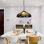 LITFAD LED Pendant Lighting 4 Light Dome Pendant Light Tiffany Victorian Stained Glass Drop Light Ceiling Hanging Light for Restaurant Living Room Bedroom Hotel - Yellow