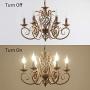 Ganeed French Country Chandeliers,6 Lights Candle Wrought Iron Chandelier,Rustic Farmhouse Pendant Light Fixture Hanging Lighting for Kitchen Island,Dining Room,Living Room,Foryer