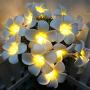 Plumeria String Lights, Fantasee Foam Artificial Plumeria Flower Led String Lights Battery Operated Fairy Lights for Bedroom Home Wedding Hawaiian Luau Party Decor (9.8ft 20LED, Warm White)