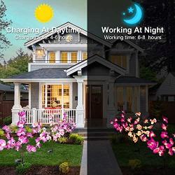 HeyMate Solar Lights Outdoor 2 Pack Purple & Pink Solar Garden Orchids Flower Lights Solar Christmas Decorative Lights Waterproof for Patio,Yard,Backyard,Pathway