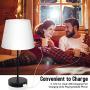 Touch Control Table Lamp, 3 Way Dimmable Nightstand Lamps with 2 USB Charging Ports, Fabric Shade Modern Beside Desk Lamp for Bedroom Living Room, 6W 2700K E26 LED Edison Bulbs Included