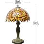 Tiffany Lamp Red Wisteria Style Table Desk Reading Light W12H18 Inch Tall S523R WERFACTORY LAMPS Parent Lover Friend Kid Living Room Bedroom Study Office Coffee Bar Bookcase Bedside Antique Craft Gift