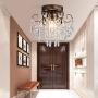 Q&S Small Crystal Ceiling Light Fixture Flush Mount,Black Ceiling Lights Modern Chandelier,Bedroom Hallway Closet Light Fixture Ceiling,Dia9.5'' 1 Light E12