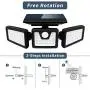 Solar Motion Sensor Lights Outdoor, 3 Heads Security Lights Solar Powered, 70 LED Flood Light Motion Detected Spotlight for Garage Yard Entryways Patio, IP65 Waterproof 1 Pack