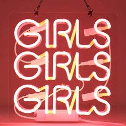 Neon Signs Girls Beer Bar Home Neon Light Handmade Glass Neon Lights Sign for Bedroom Office Hotel Pub Cafe Recreation Room Wall Artwork Sign Decor Man Cave Night Light