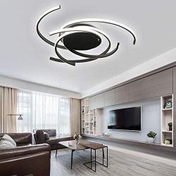 TFCFL 21'' Modern LED Ceiling Light with Remote Control Chic Flush Mount Pendant Lamp Dimmable 3 Colors Acrylic Minimalist Chandelier for Living Room Dining Room Kitchen Office Bedroom (Black)